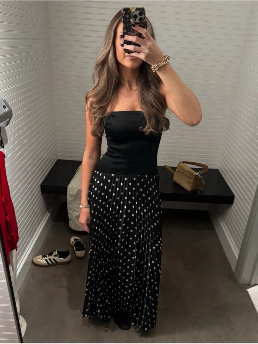 Abercrombie & Fitch Black Polka-Dot Maxi Dress